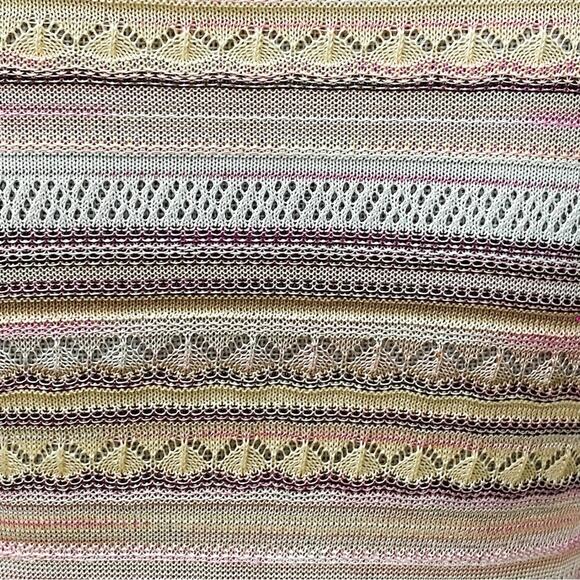 Vintage MISSONI Pastel Lace Knit Sweater Top Pink Yellow and Mint - Picture 6 of 11